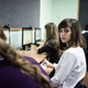Marianna, a high-school student from Donetsk, at a Hebrew lesson at the Menorah center.